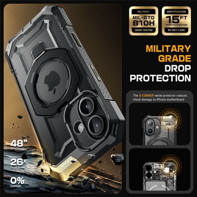 Husa iPhone 16 Supcase Unicorn Beetle Defender, negru