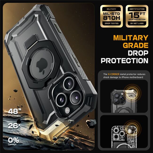 Husa iPhone 16 Pro Supcase Unicorn Beetle Defender, negru