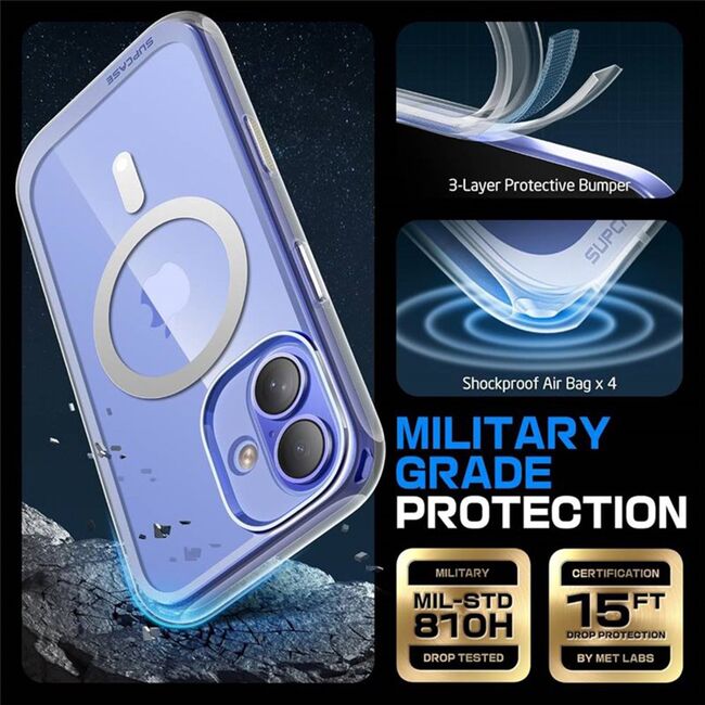 Husa iPhone 16 Supcase Unicorn Beetle MagStand, transparenta