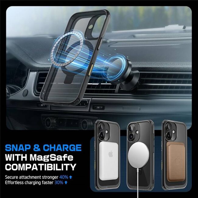 Husa iPhone 16 Supcase Unicorn Beetle MagStand, negru frost