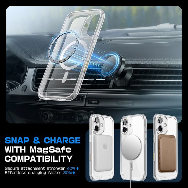 Husa iPhone 16 Plus Supcase Unicorn Beetle Slim Clear MagSafe, transparenta