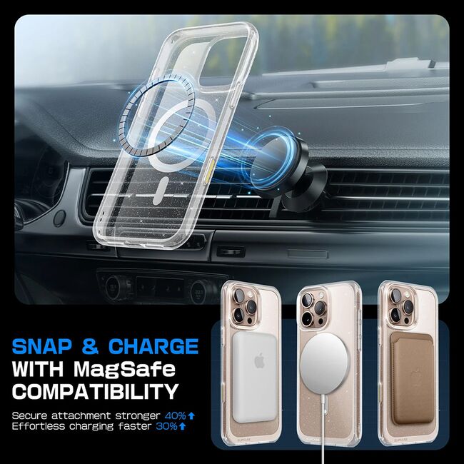 Husa iPhone 16 Pro Supcase Unicorn Beetle Slim Clear MagSafe, roz
