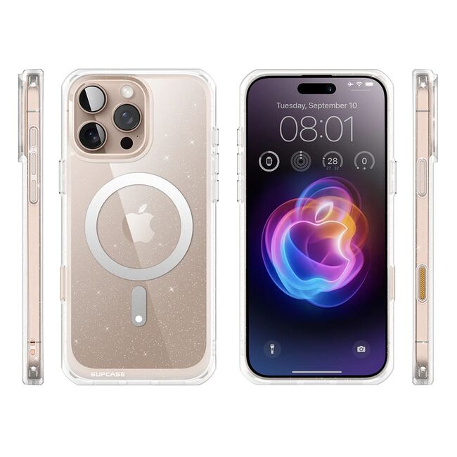 Husa iPhone 16 Pro Supcase Unicorn Beetle Slim Clear MagSafe, roz