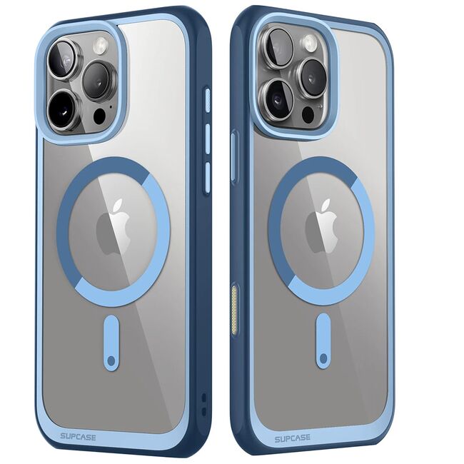 Husa iPhone 16 Pro Max Supcase Unicorn Beetle Slim Clear MagSafe, bleu