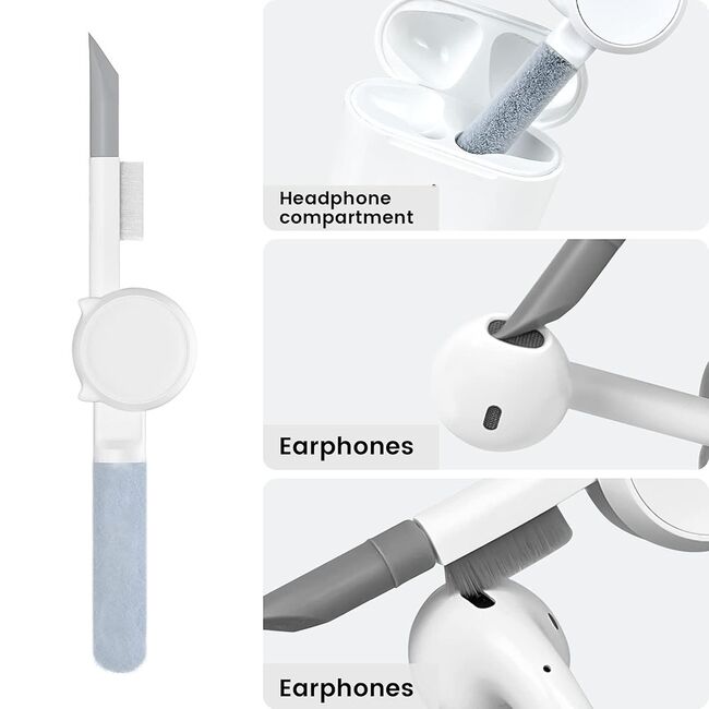 Set de Curățare Multifuncțional 10 in 1 pentru Tastatură, Căști, Airpods, Cameră, Computer, Telefon și Laptop, alb
