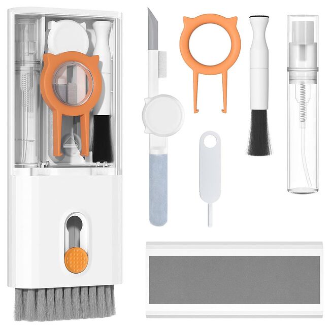 Set de Curățare Multifuncțional 10 in 1 pentru Tastatură, Căști, Airpods, Cameră, Computer, Telefon și Laptop, alb
