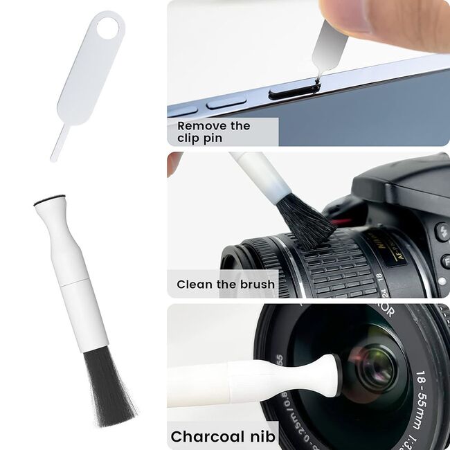 Set de Curățare Multifuncțional 10 in 1 pentru Tastatură, Căști, Airpods, Cameră, Computer, Telefon și Laptop, alb