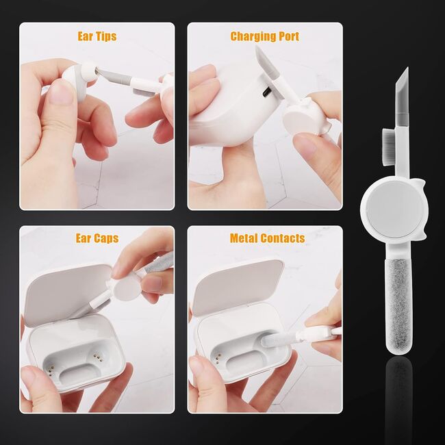 Set de Curățare Multifuncțional 10 in 1 pentru Tastatură, Căști, Airpods, Cameră, Computer, Telefon și Laptop, alb