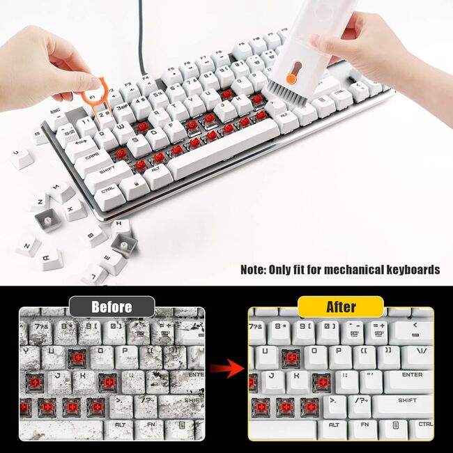 Set de Curățare Multifuncțional 10 in 1 pentru Tastatură, Căști, Airpods, Cameră, Computer, Telefon și Laptop, alb