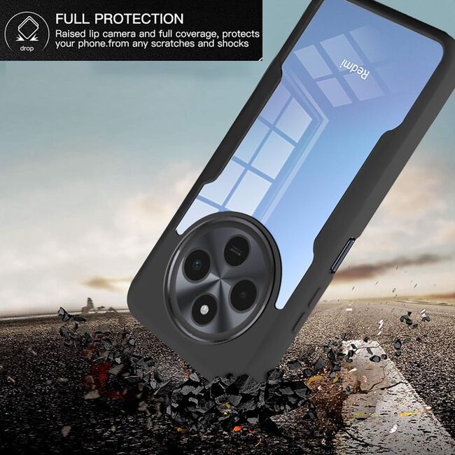 Pachet 360: Husa cu folie integrata pentru  Xiaomi Redmi 14C Cover360 fata / spate - negru