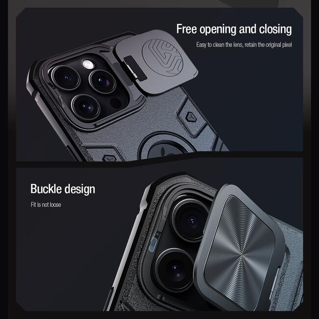 Husa iPhone 16 Pro Max Nillkin CamShield Armor Prop Magnetic, negru