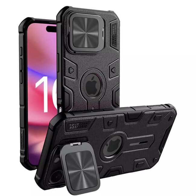 Husa iPhone 16 Pro Max Nillkin CamShield Armor Prop Magnetic, negru