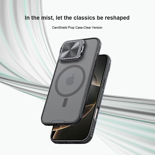 Husa iPhone 16 Pro Max Nillkin CamShield Prop Magnetic, negru/transparenta