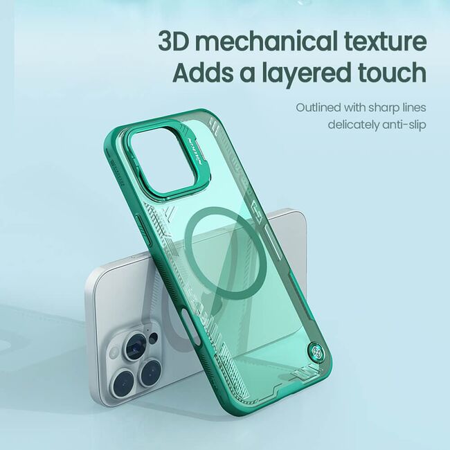 Husa iPhone 16 Pro Max Nillkin Iceblade Prop Magnetic, cu decupaj camera, verde