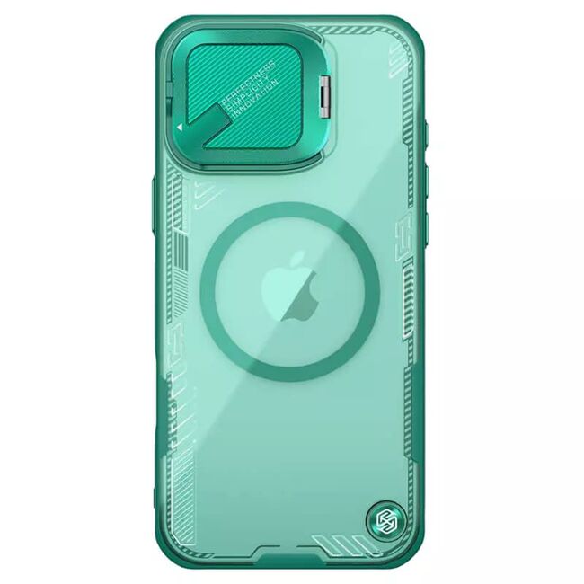 Husa iPhone 16 Pro Max Nillkin Iceblade Prop Magnetic, fara decupaj camera, verde