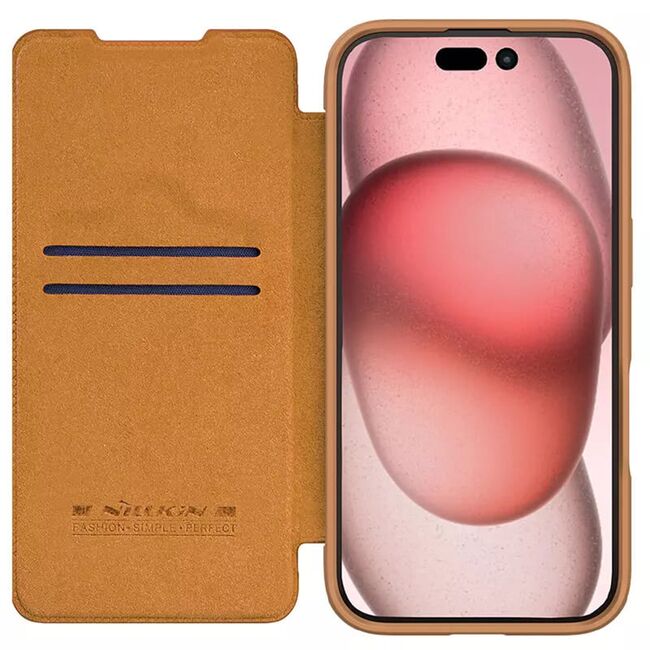 Husa iPhone 16 Pro Max Nillkin Qin Prop Leather, maro