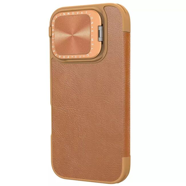 Husa iPhone 16 Pro Max Nillkin Qin Prop Leather, maro