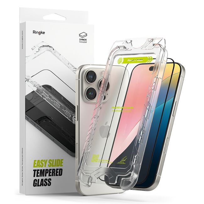 [Pachet 2x] Folie sticla iPhone 16 Pro Max Ringke Easy Slide Tempered Glass, transparenta