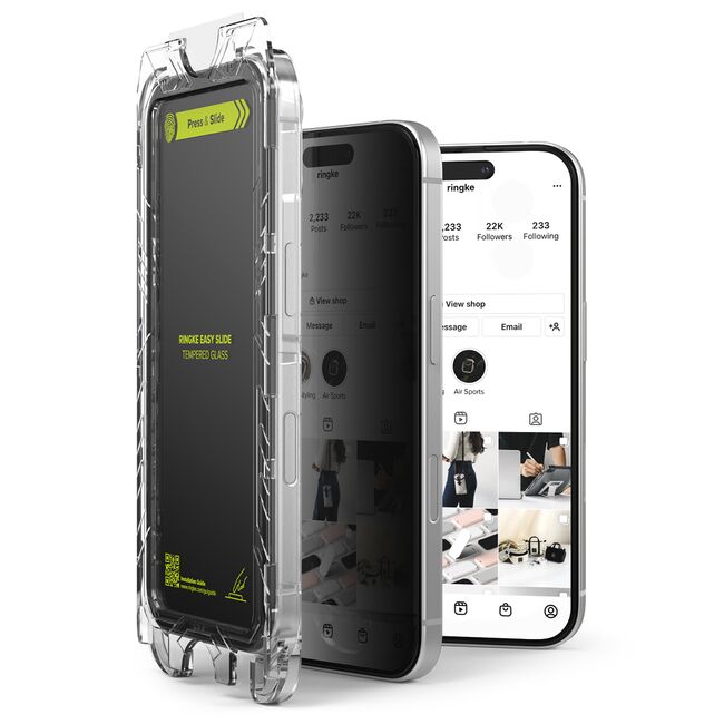 [Pachet 2x] Folie sticla iPhone 16 Pro Max Ringke Easy Slide Tempered Glass, privacy
