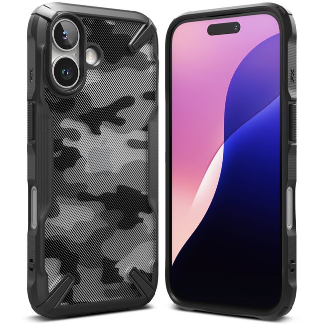 Husa iPhone 16 Plus Ringke Fusion X Design, camo black