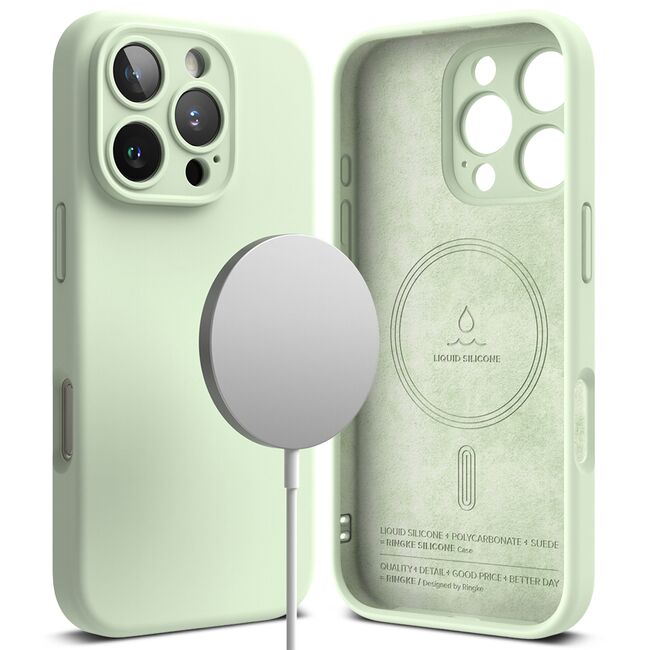 Husa pentru  iPhone 16 Pro Max Ringke - Silicone Magnetic MagSafe - Verde