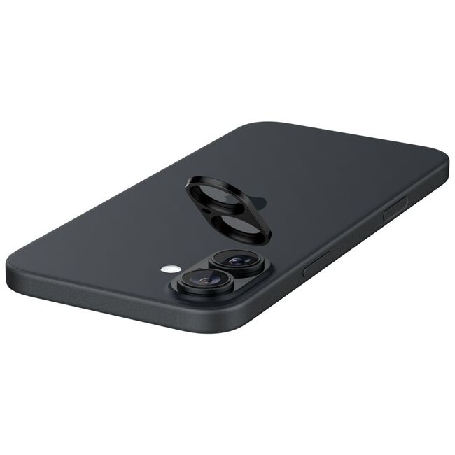 [Pachet 2x] Folie sticla camera iPhone 16 / 16 Plus Spigen Glas.tR Optik, negru