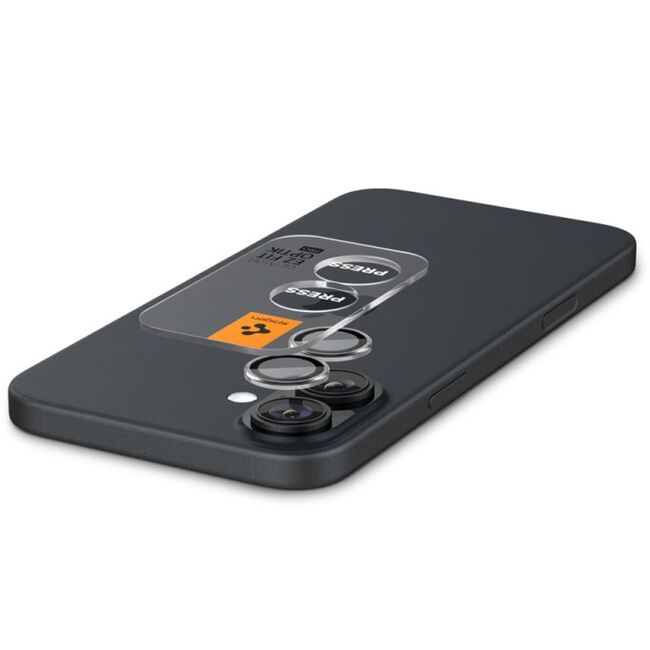 [Pachet 2x] Folie sticla camera iPhone 16 / 16 Plus Spigen Glas.tR Optik EZ Fit Pro, transparenta
