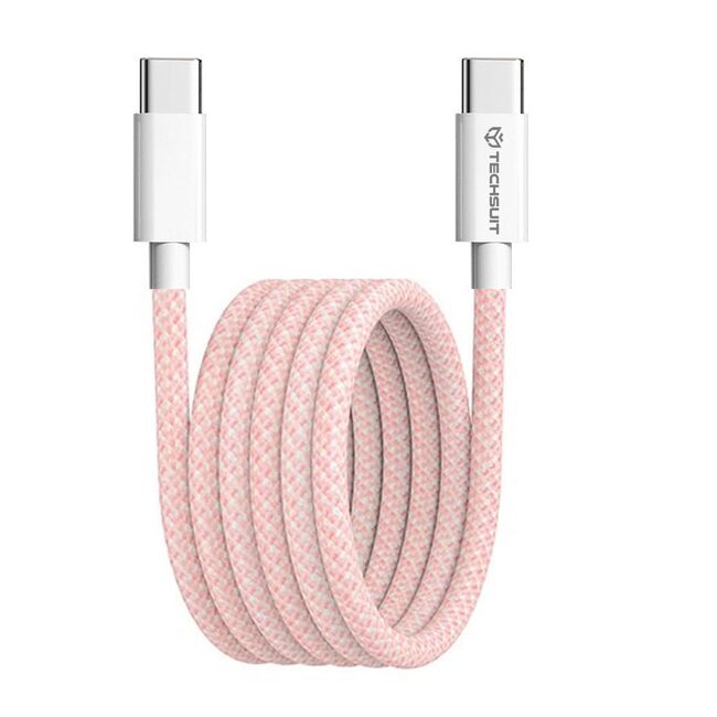 Cablu de date si incarcare USB Type-C la USB Type-C, Super Fast Charging, flexibil si durabil, 60W, 1m, compatibil Samsung, iPhone, Xiaomi, Honor, Oppo, Motorola - roz