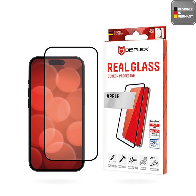 Folie sticla premium iPhone 16 Plus Displex Real Glass Full Cover, negru