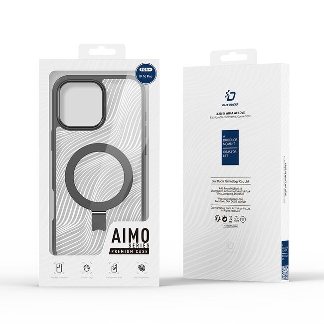 Husa iPhone 16 Pro Dux Ducis Aimo MagSafe Magnetic Stand, negru