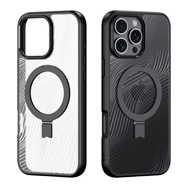 Husa iPhone 16 Pro Dux Ducis Aimo MagSafe Magnetic Stand, negru