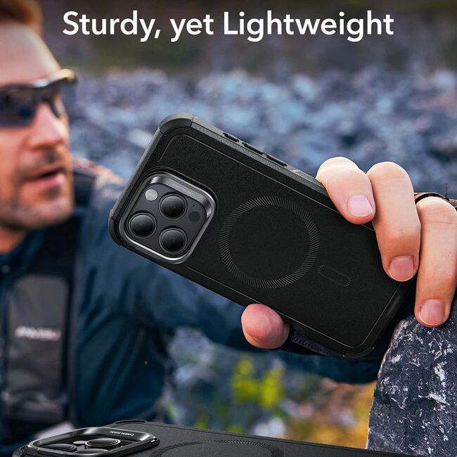 Husa iPhone 16 Pro ESR Cyber Armor Kickstand, gri