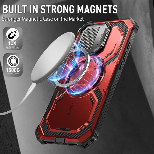 [Pachet 360°] Husa + folie iPhone 16 I-Blason Armorbox, rosu