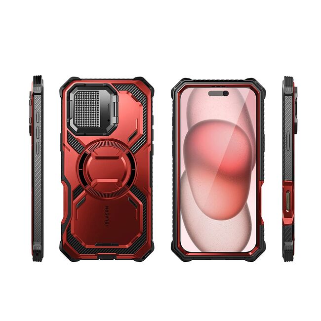 [Pachet 360°] Husa + folie iPhone 16 I-Blason Armorbox, rosu