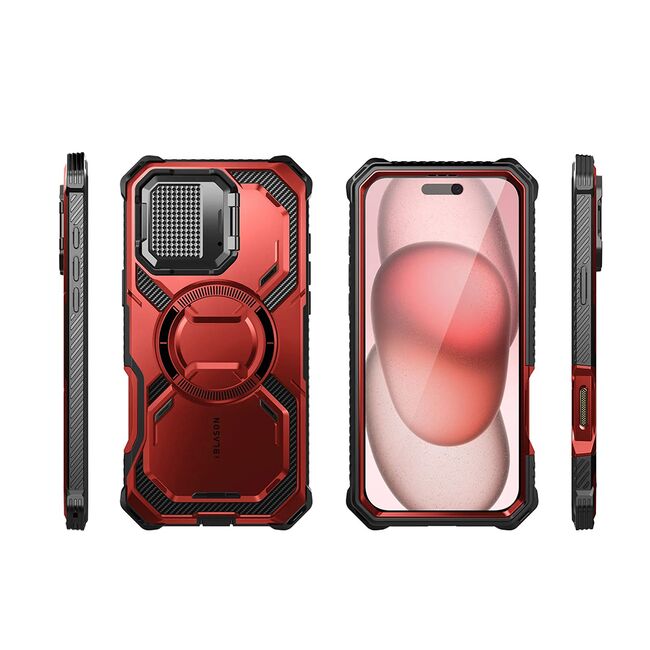[Pachet 360°] Husa + folie iPhone 16 Plus I-Blason Armorbox, rosu