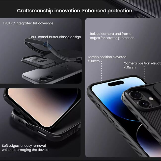 Husa iPhone 16 Nillkin CamShield Pro, negru