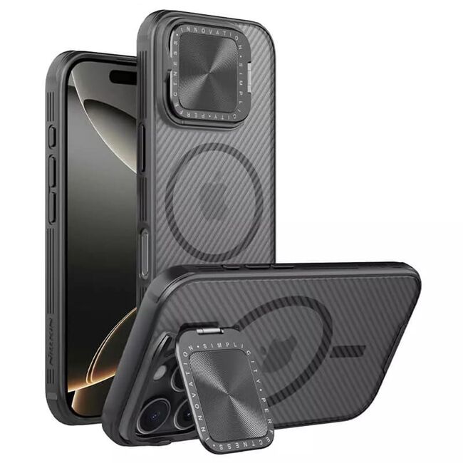 Husa iPhone 16 Pro Nillkin CamShield Prop Magnetic, negru/transparenta
