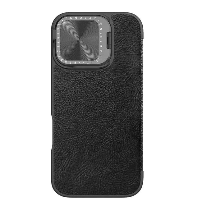 Husa iPhone 16 Nillkin Qin Prop Leather, negru