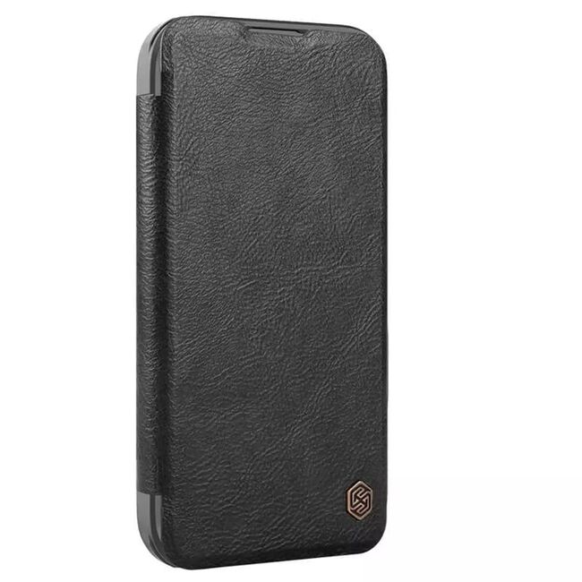 Husa iPhone 16 Nillkin Qin Prop Leather, negru