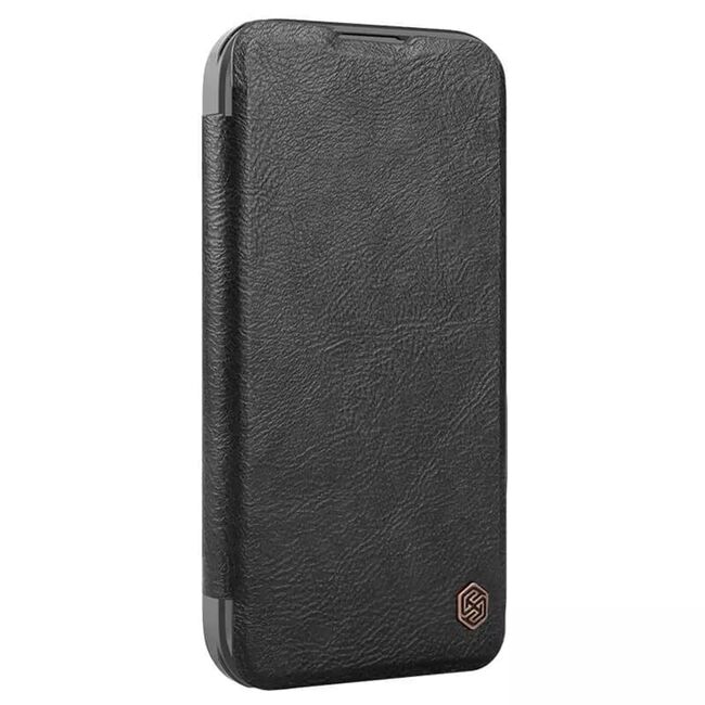 Husa iPhone 16 Pro Nillkin Qin Prop Leather, negru