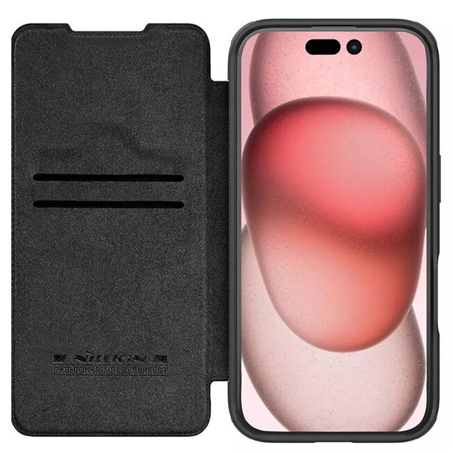 Husa iPhone 16 Pro Nillkin Qin Prop Leather, negru