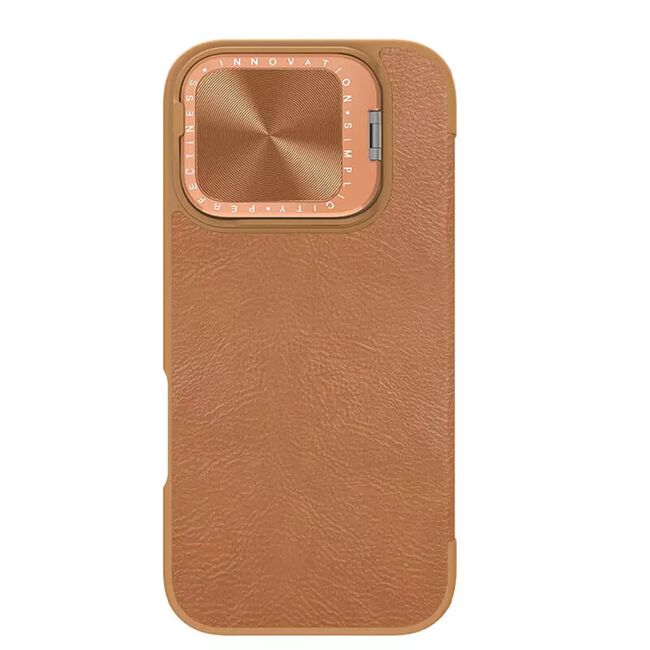 Husa iPhone 16 Pro Nillkin Qin Prop Leather, maro