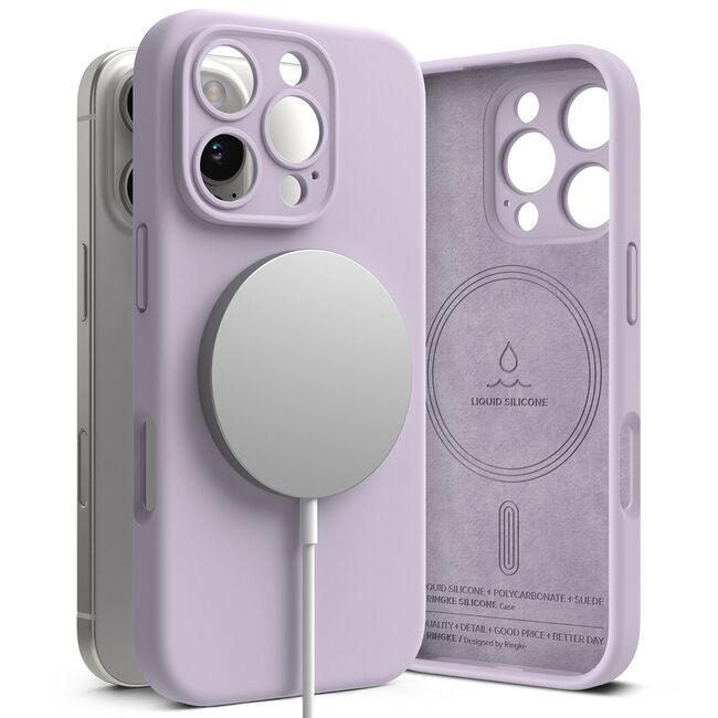 Husa pentru  iPhone 16 Pro Ringke - Silicone Magnetic MagSafe - Mov