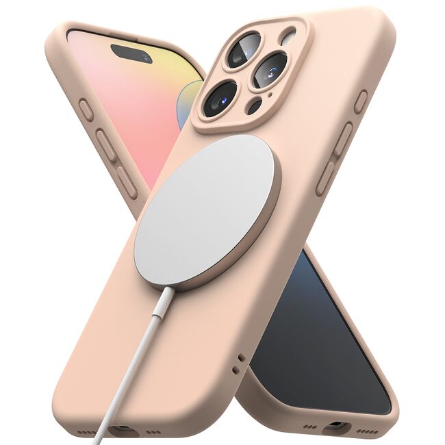 Husa pentru  iPhone 16 Pro Ringke - Silicone Magnetic MagSafe - Roz
