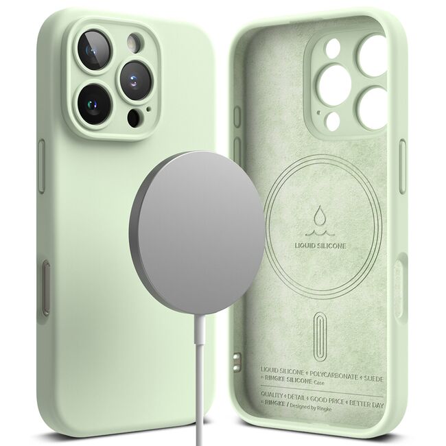 Husa pentru  iPhone 16 Pro Ringke - Silicone Magnetic MagSafe - Verde