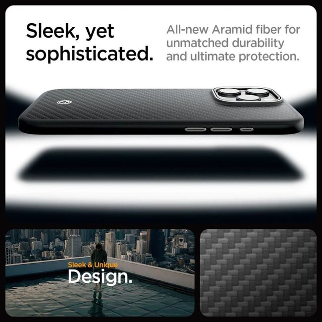 Husa iPhone 16 Pro Spigen Enzo Aramid, negru