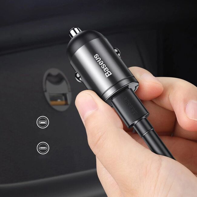 Incarcator auto bricheta USB Baseus Tiny Star Mini, 30W, gri