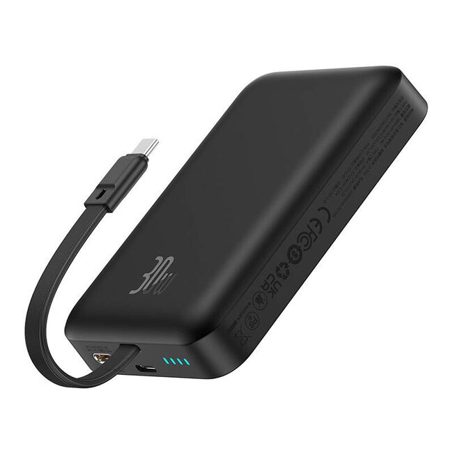 Acumulator extern Baseus - power bank magnetic mini (p1002210b113-00) - magsafe, 2x usb-c, lightning, 30w, fast charge, 10000mah - negru