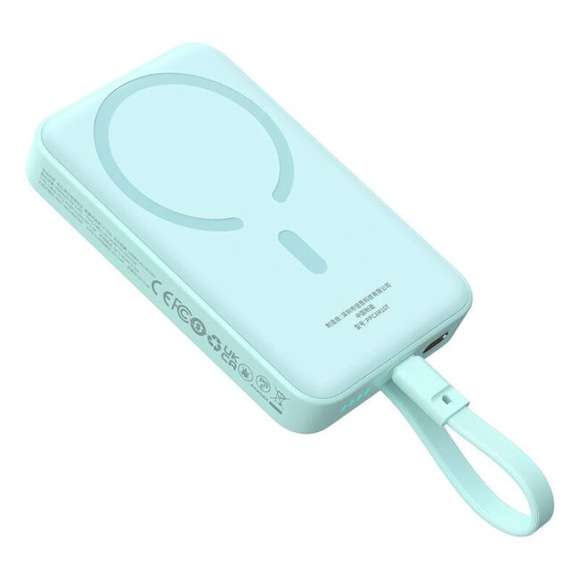 Acumulator extern Baseus - power bank magnetic mini (p1002210b333-00) - magsafe, 2x usb-c, lightning, 30w, fast charge, 10000mah - blue