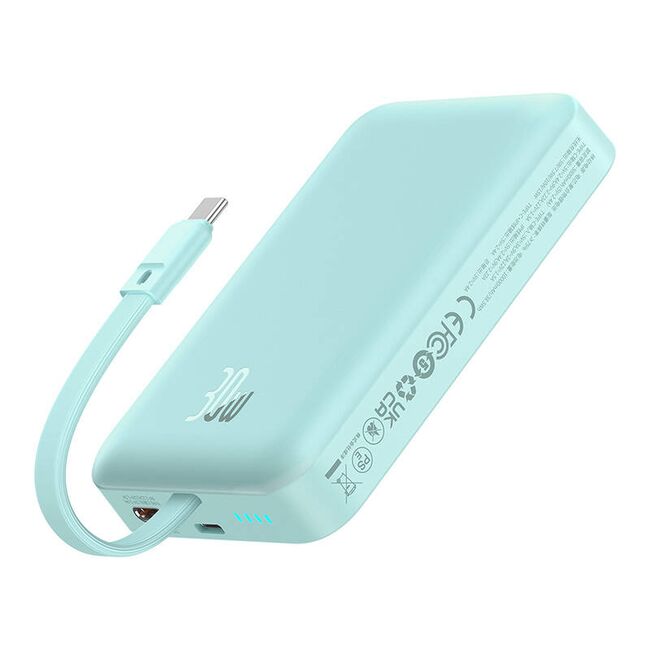 Acumulator extern Baseus - power bank magnetic mini (p1002210b333-00) - magsafe, 2x usb-c, lightning, 30w, fast charge, 10000mah - blue